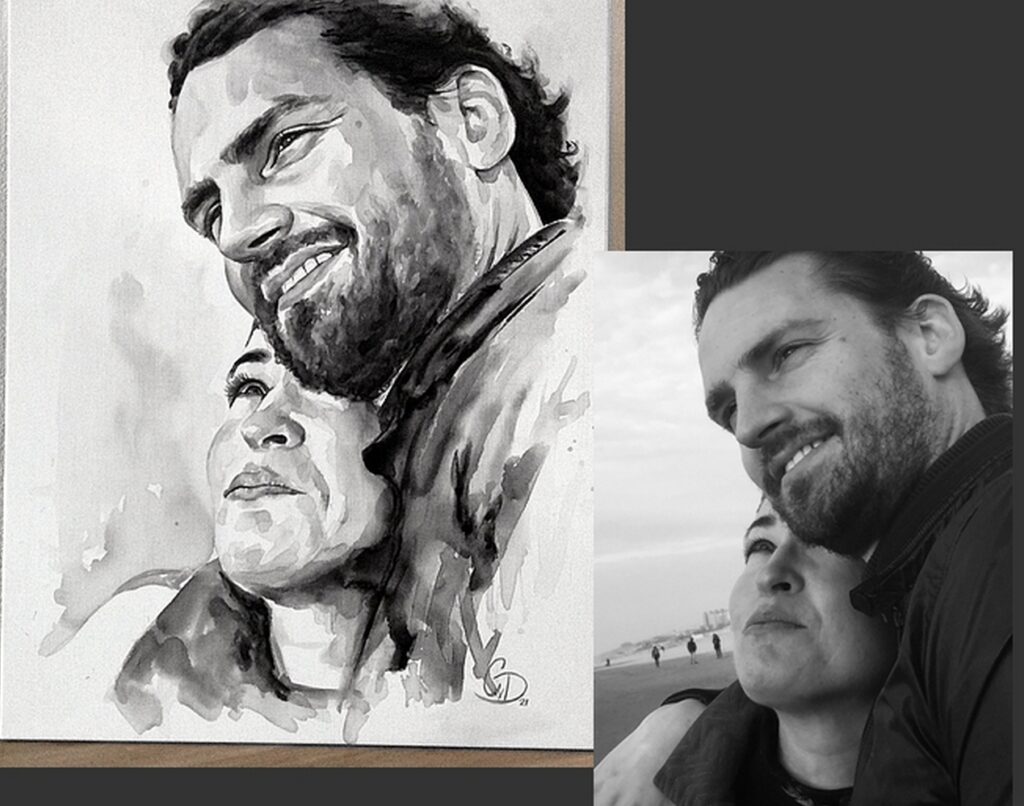 Portret schilderij in aquarel laten maken