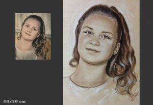 Schilderij op hout van meisje