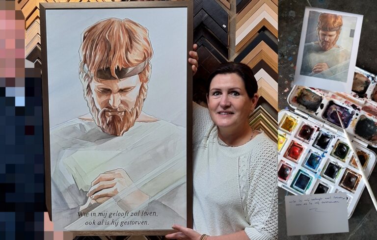 Christelijk schilderij: Jezus biddend